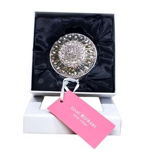 Isaac Mizrahi Silver Tone Two Mirrors Compact NIB NWT